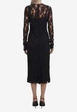 Dolce & Gabbana Semi Sheer Lace Midi Dress Black F618GT-ILMER-N0000