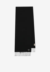 Valentino VLogo Wool Knit Fringed Scarf Black 9Y2ET028UJC/T_VALE-9RA
