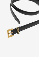 Saint Laurent Cassandre Thin Leather Belt Black 554465DTI0W/S_YSL-1000