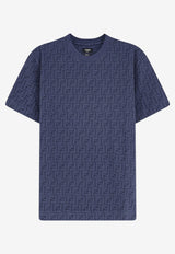 Fendi FF Jacquard Crewneck T-shirt Blue FY0936AUR1F0QA2_Blu_70026663