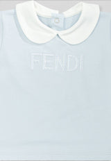 Fendi Kids Babies Logo Embroidered Onesie Gift Set - Set of 3 Light Blue BUK1658RAF19J4_f5b48b80-bfe7-4c20-94bb-d1b1e9ad32c8