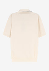 Fendi Half-Zip Ribbed Polo T-shirt Beige FZC174AWZ9F10W6_NATURALE NAVY_70026679