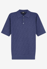 Fendi FF Jacquard Knit Polo T-shirt Blue FZC162AUW0F0QA2_Blu_70026692