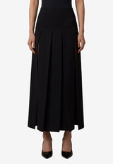 Alaïa Pleated Midi Skirt in Silk-Blend Black AA9J2584K224D--995