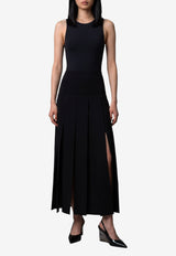 Alaïa Pleated Midi Skirt in Silk-Blend Black AA9J2584K224D--995