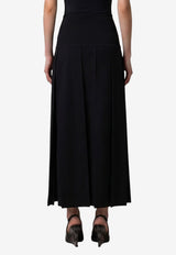 Alaïa Pleated Midi Skirt in Silk-Blend Black AA9J2584K224D--995