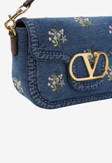 Medium Alltime Embroidered Denim Shoulder Bag