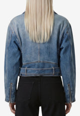 Alaïa Reverse Cropped Denim Jacket Blue AA9V1316D026D--A56