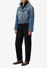 Alaïa Reverse Cropped Denim Jacket Blue AA9V1316D026D--A56