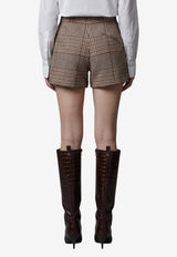 Federica Tosi Glen Plaid Shorts in Wool-Blend Beige 30851-308-51
