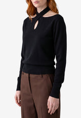Federica Tosi Cross-Over Neckline Sweater Black 32010-352-29