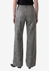Federica Tosi Sequin-Embroidered Denim Pants Gray 30822-307-80