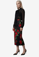 Dolce & Gabbana Rose Print Midi Skirt Multicolor F4CSJT-FSA9R-HN6EJ