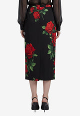 Dolce & Gabbana Rose Print Midi Skirt Multicolor F4CSJT-FSA9R-HN6EJ
