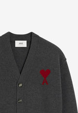 AMI PARIS Intarsia Knit Ami De Coeur Cardigan Gray UKC367U018/T_AMI-084