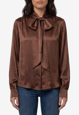 Federica Tosi Silk-Blend Shirt with Bow Brown 31107-304-69