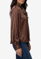Federica Tosi Silk-Blend Shirt with Bow Brown 31107-304-69