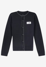 MM6 Maison Margiela Logo Patch Wool Cardigan Blue S52HP0044M13037900_BLACK_70013886