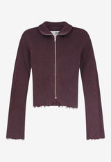 MM6 Maison Margiela Ribbed Zipped Cardigan Brown S52AM0309M13039144_Ciocolat_70014257