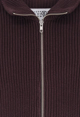 MM6 Maison Margiela Ribbed Zipped Cardigan Brown S52AM0309M13039144_Ciocolat_70014257