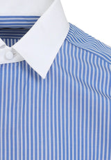 Tom Ford Striped Shirt with Contrasting Collar and Cuffs Light Blue HLBA02C0037UWA_COMBOBLUE&WHITE_70014429