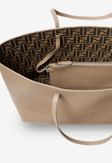 Fendi Medium Roll Grained Leather Tote Bag Dove 8BH444B1E7F1XR8_CORDAMORO_70026752