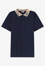 Burberry Check Collar Polo T-shirt Navy 8126967A1222_NAVY_70014065