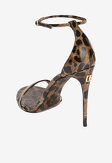 Dolce & Gabbana Keira 105 Leopard Print Sandals in Polished Leather Brown CR1339AM568HA93M_LEO_70014071