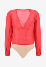 Elisabetta Franchi Long-Sleeved Bodysuit with Key-Chain Red CB00966E2CG5_RED_70224417