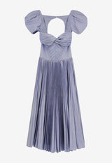 Elisabetta Franchi Daily Pleated Midi Dress Blue AB96762E2019_Oxford_41973206