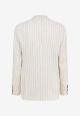 Brunello Cucinelli Pinstripe Single-Breasted Blazer Beige MZ4127BWDC6190_PANAMA_58257015