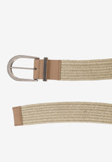Brunello Cucinelli Shiny Loop Woven Linen Belt Beige M0NALC523CGREG_Greggio_60018059
