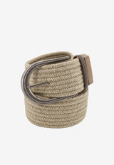 Brunello Cucinelli Shiny Loop Woven Linen Belt Beige M0NALC523CGREG_Greggio_60018059