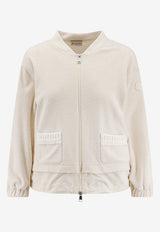 Moncler Zip-Up Bouclé Bomber Jacket White L10938G0002689BDU050_White_61128972