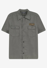 Dolce & Gabbana Logo Patch Short-Sleeved Shirt Gray G50E3TFU5YPN0755_GRIGIO SCURO 4_40005344
