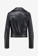 Elisabetta Franchi Cropped Leather Biker Jacket Black GD01Z66E2110_Black_70281308