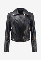 Elisabetta Franchi Cropped Leather Biker Jacket Black GD01Z66E2110_Black_70281308