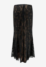 Self-Portrait Floral Lace Flared Midi Skirt Black PF26032MSKBBLACK_BLACK_70013869