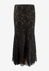 Self-Portrait Floral Lace Flared Midi Skirt Black PF26032MSKBBLACK_BLACK_70013869