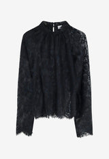 Self-Portrait Mock-Neck Lace Blouse Black PF26032TABBLACK_BLACK_70014038