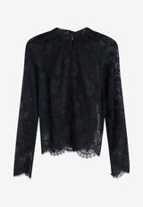 Self-Portrait Mock-Neck Lace Blouse Black PF26032TABBLACK_BLACK_70014038