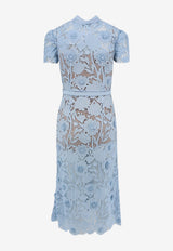 Self-Portrait Floral Lace Belted Shirt Dress Light Blue PF26111MBLBLUE_BLUE_70014124