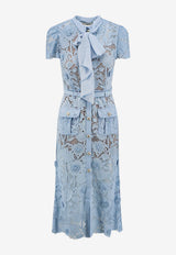 Self-Portrait Floral Lace Belted Shirt Dress Light Blue PF26111MBLBLUE_BLUE_70014124