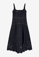 Self-Portrait Broderie Anglaise Denim Midi Dress Blue PF26805MBLBLUE_BLUE_70014129
