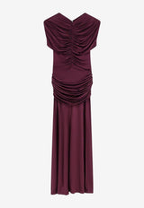 Self-Portrait Ruched Jersey Maxi Dress Burgundy PF26098MBUBURGUNDY_BURGUNDY_70014233