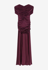 Self-Portrait Ruched Jersey Maxi Dress Burgundy PF26098MBUBURGUNDY_BURGUNDY_70014233