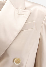 Brunello Cucinelli Double-Breasted Silk Blazer Champagne MQ9537199C8740_Champagne_70014733