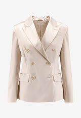 Brunello Cucinelli Double-Breasted Silk Blazer Champagne MQ9537199C8740_Champagne_70014733