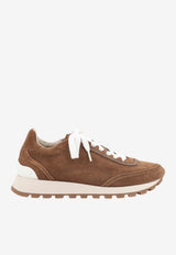 Brunello Cucinelli Monili Embellished Suede Sneakers Brown MZSFG3318C9773_Caramello_70014792