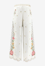 Farm Rio Linen-Blend Embroidered Pants Off-white 355803L0025_OFFWHITE_70331707